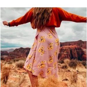 MADEWELL WISTERIA DOVE DUTCH DANDELIONS WRAP MIDI SKIRT